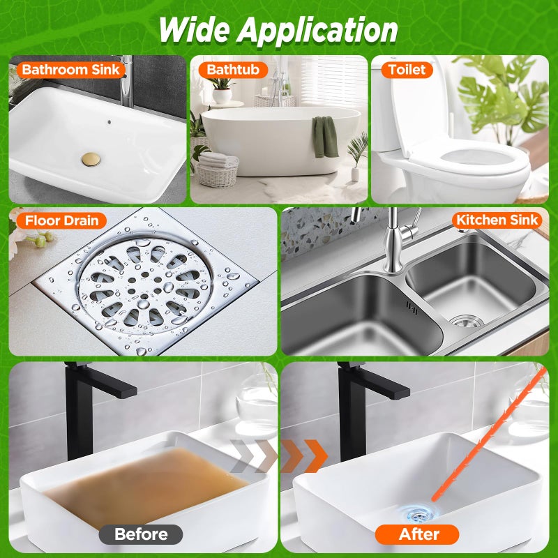 Forlivese 25 Inch Drain Snake,Drain Clog Remover,Sink Snake for Sewer Kitchen Sink Bathroom Tub Toilet Clogged Drains Relief Cleaning Tool 3 Pack - Image 5